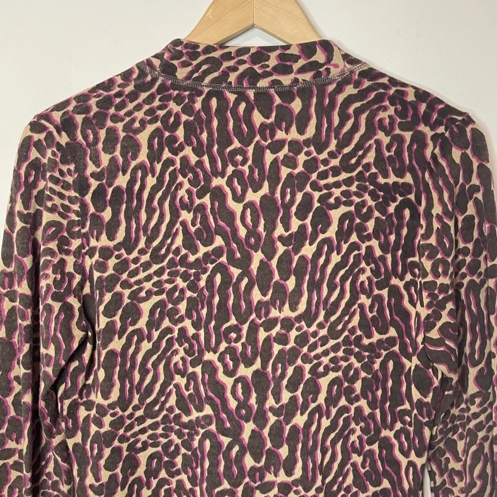 TORY BURCH Lightweight Merino Wool Leopard Print Button-Up Cardigan, Small‎